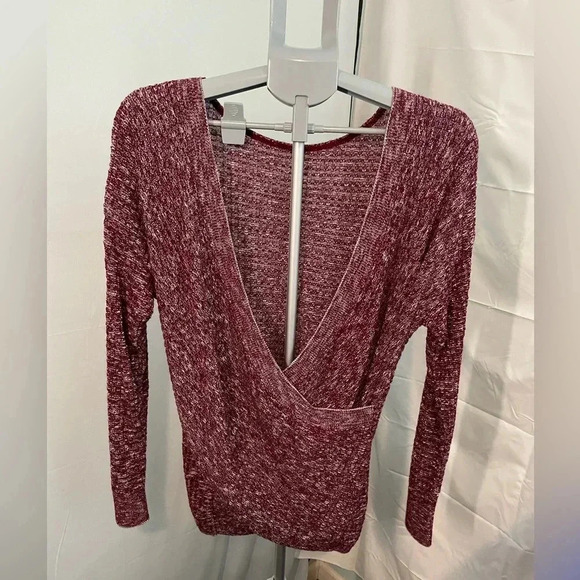 Maurices Heather burgundy wrap front sweater‎ size large B12 - Picture 1 of 7